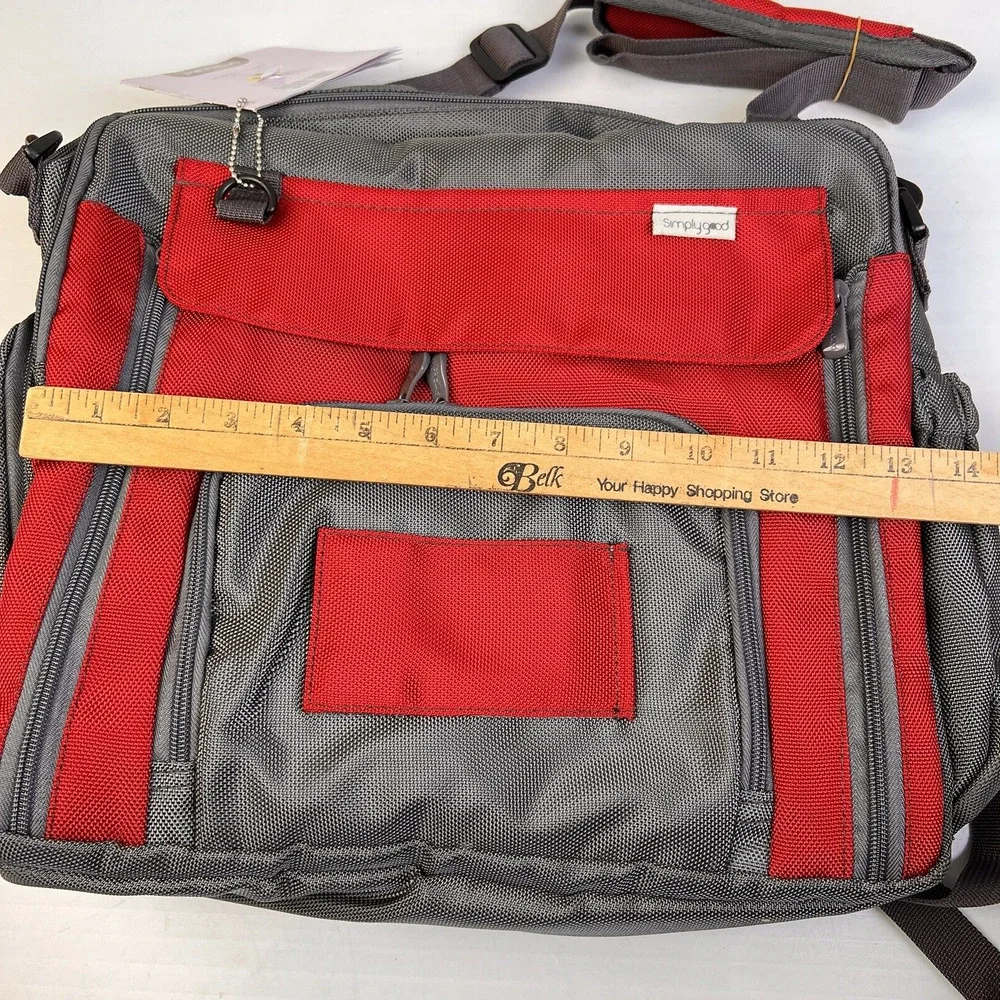 simplygood Smart Square Diaper Bag Red Insulated Backpack Zipper Compartments